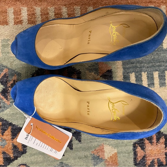 💎 EUC! Christian Louboutin Highness 160 Veau Velours Blue - Picture 6 of 9